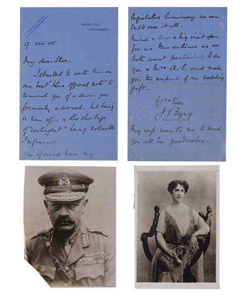 Lord Byng of Vimy Signed Handwritten Letter Plus Lord and Lady Byng Vintage Photos