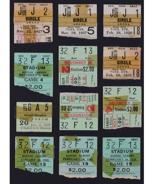 Boston Bruins 1927-63 Ticket Stub Collection of 51