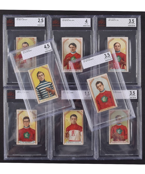 1911-12 Imperial Tobacco C55 BVG-Graded Hockey Card Collection of 9 with Pitre Plus 1912-13 SGC-Graded #13 Bert Lindsay