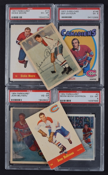 Montreal Canadiens 1950s-1970s Hockey Card Collection of 18 Including Beliveau RC and Lafleur RC