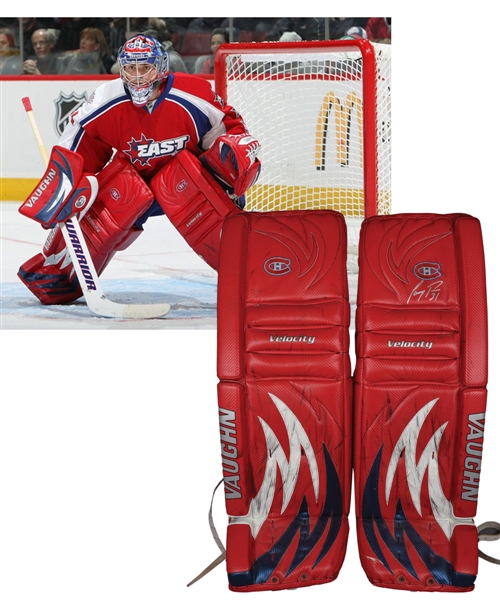 Carey Prices 2008-09 Montreal Canadiens Signed Game-Worn Vaughn Goalie Pads with Team LOA - Photo-Matched to All-Star Game and Regular Season!
