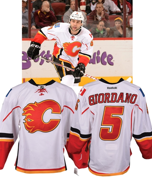 Mark Giordanos 2012-13 Calgary Flames Game-Worn Jersey with Team LOA