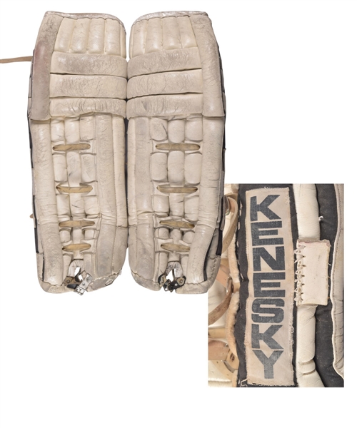 Vintage Pair of White Kenesky Goalie Pads in Great Condition
