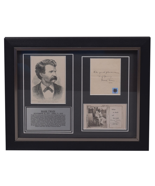 American Writer and Humorist Mark Twain Signed Cut Framed Display (15” x 19”) with JSA LOA