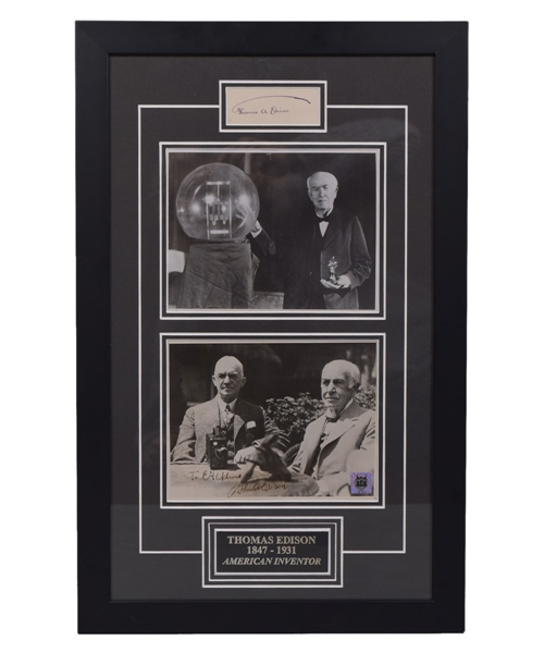 American Inventor and Businessman Thomas Edison Signed Cut Framed Display (14" x 22") with JSA LOA