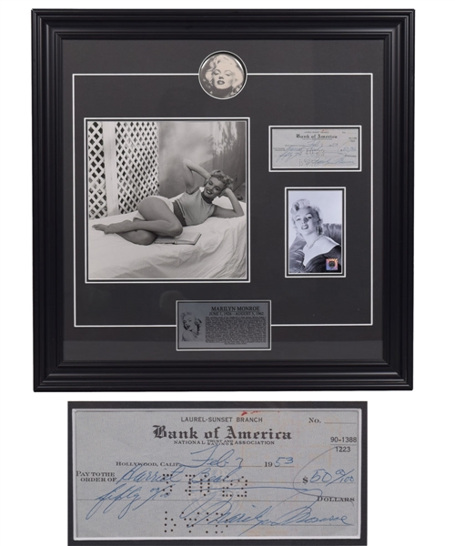 Marilyn Monroe 1953 Autographed Check Framed Display with JSA LOA
