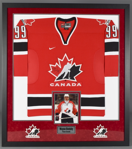 Wayne Gretzky Signed Team Canada Framed Jersey Display with JSA LOA (47” x 42”)