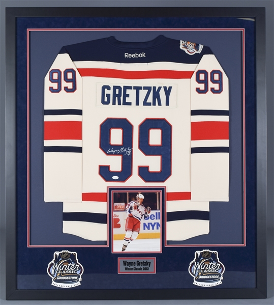 Wayne Gretzky Signed New York Rangers "2012 Winter Classic" Framed Jersey Display with JSA LOA (47” x 42”)