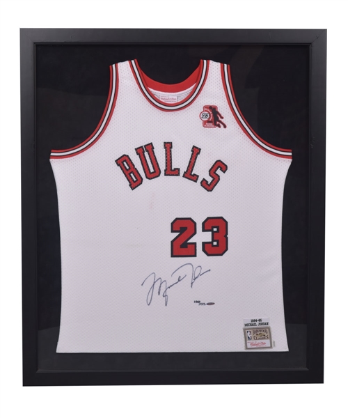 Michael Jordan 1984-85 Chicago Bulls Signed ROY Limited-Edition Framed Jersey Display #100/123 with UDA COA (40 1/2" x 34 3/8”)