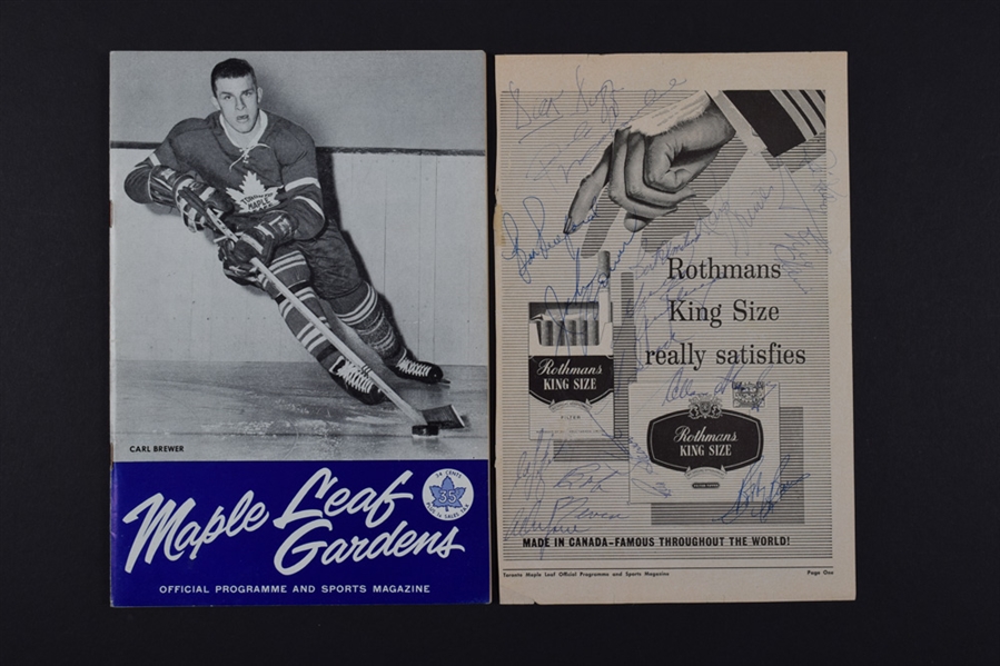 1961-62 Toronto Maple Leafs Team-Signed Page by 15+ Plus MLG Stanley Cup Semifinals Playoffs Program 