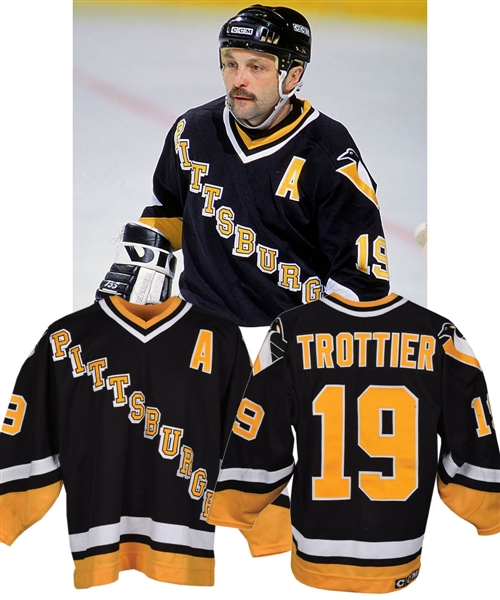 Brian Trottiers 1993-94 Pittsburgh Penguins Game-Worn Alternate Captains Jersey - Photo-Matched!