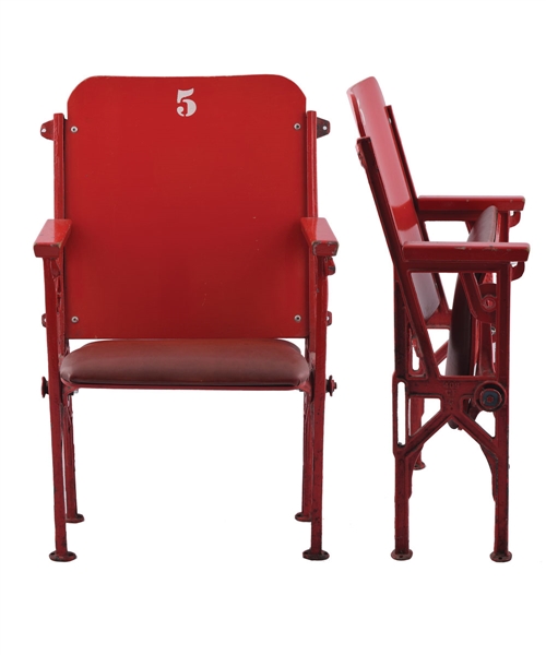 Scarce 1949-68 Montreal Forum Red Single Seat with Original Legs