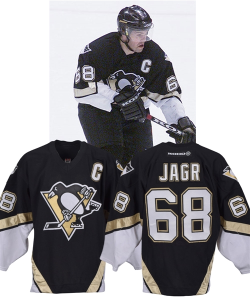 Jaromir Jagrs 2000-01 Pittsburgh Penguins Game-Worn Captains Jersey - 52 Goal Season! - Art Ross Trophy Season!