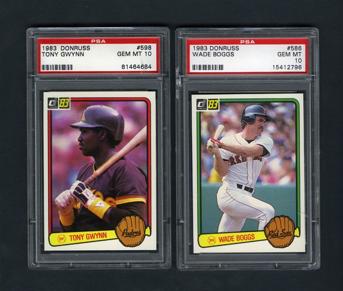 1983 Donruss #598 Tony Gwinn RC and #586 Wade Boggs RC - Both Graded PSA 10 Highest Graded!