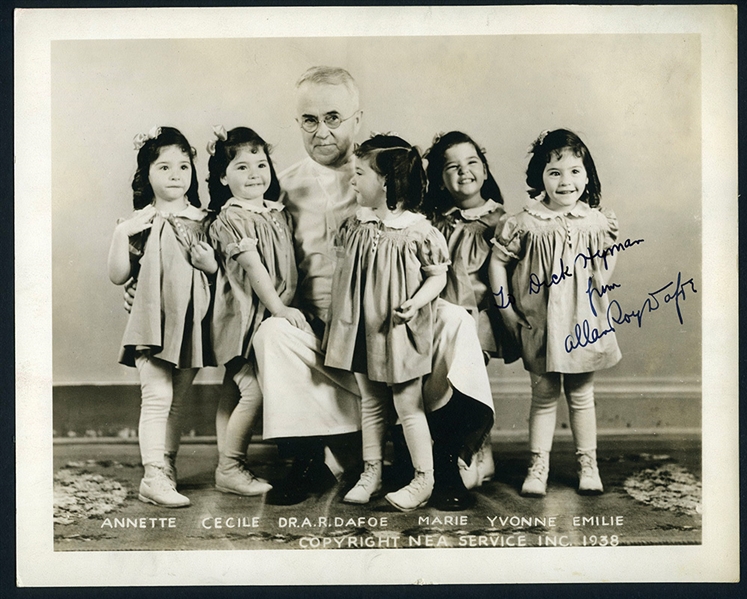 Dr. Allan Roy Dafoe Signed Vintage Photo with the Dionne Quintuplets
