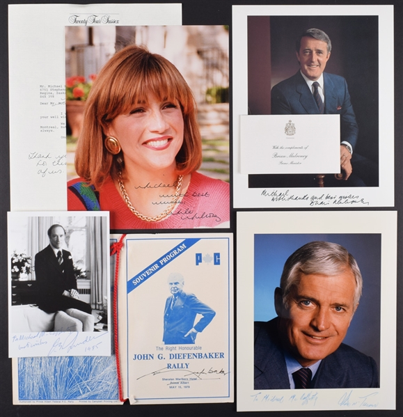 Canadian Prime Ministers Autograph Collection with Diefenbaker, Turner, Trudeau and Mulroney