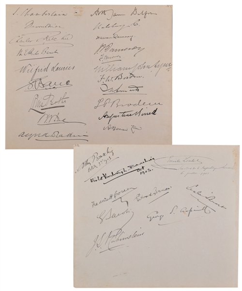 Circa 1902 Album Card Signed by 29 Including Canadian Prime Minister Wilfrid Laurier Plus British, South Africa and Australian Politicians and Other Notables (9 ½” x 11”) 