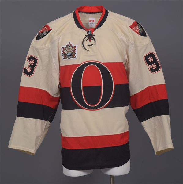 Mika Zibanejads 2014 NHL Heritage Classic Ottawa Senators Warm-Up Worn Jersey with NHLPA COA
