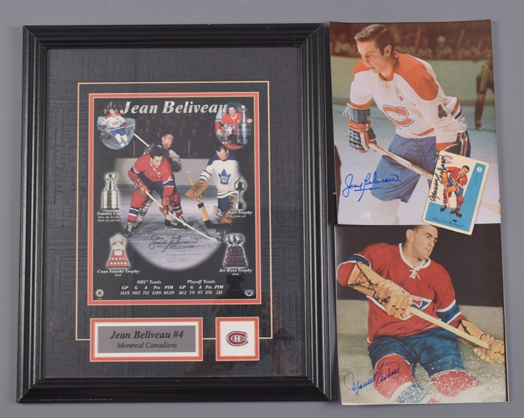 Montreal Canadiens Memorabilia Lot with Maurice Richard and Jean Beliveau Signed Pieces including Rocket Signed 1959-60 Parkhurst Card