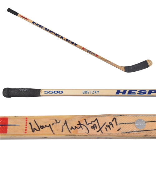 Wayne Gretzky’s 1997-98 New York Rangers Signed Hespeler Game Used Stick