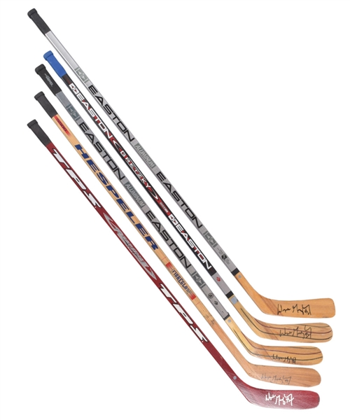 Wayne Gretzky Signed Hockey Stick Collection of 5