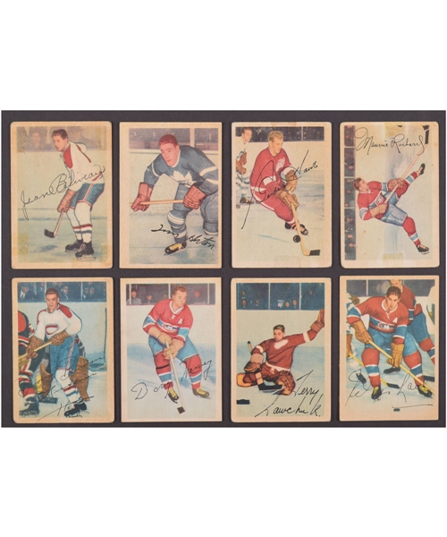 1953-54 Parkhurst Hockey Complete 100-Card Set with Album Including Some Graded Cards