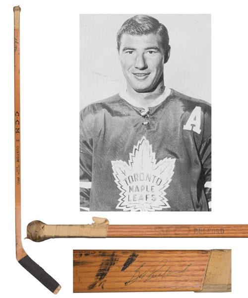 Bob Pulfords Mid-1960s Toronto Maple Leafs CCM Multi-Signed Game-Used Stick with Tim Horton