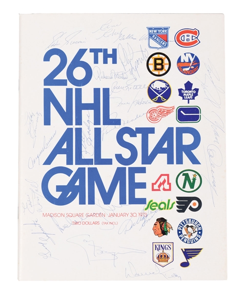 1973 NHL All-Star Game Program Team-Signed by 19 East Division All-Stars Including Orr, Esposito and Hodge with LOA