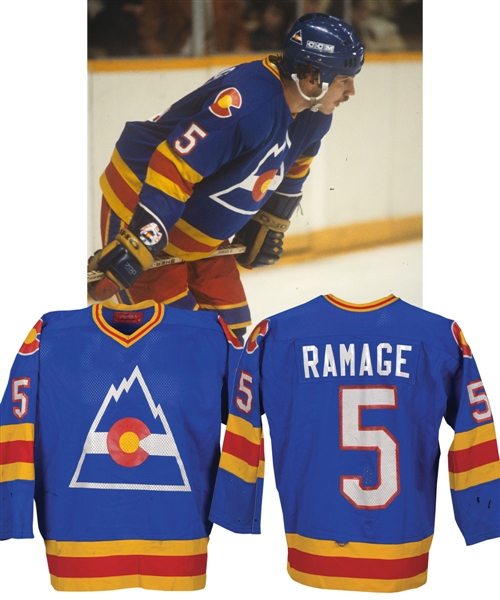 Rob Ramages 1980-81 Colorado Rockies Game-Worn Jersey - 20 Goal/62 Point Season! - Photo-Matched!