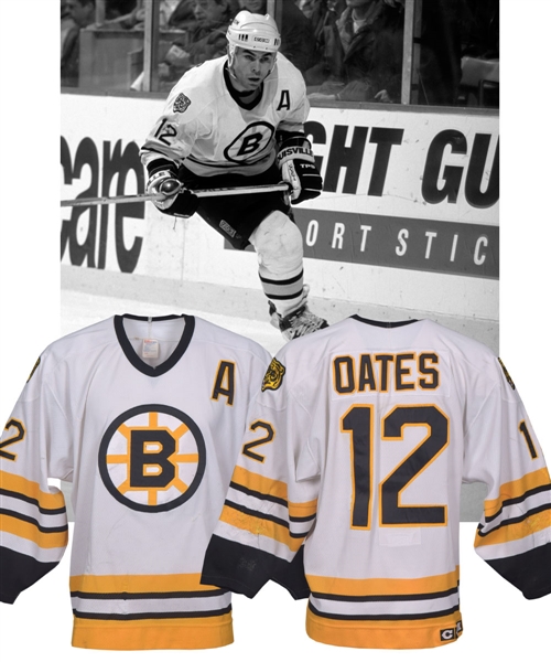 Adam Oates 1993-94 Boston Bruins Game-Worn Alternate Captains Jersey with LOA - 20+ Team Repairs!