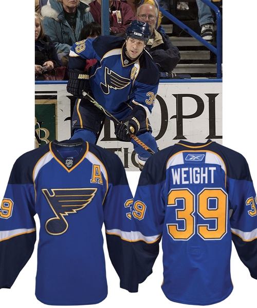 Doug Weights 2007-08 St. Louis Blues Game-Worn Alternate Captains Jersey with Team COA - Photo-Matched!