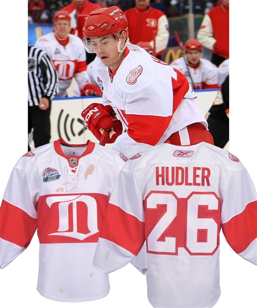Jiri Hudlers 2009 NHL Winter Classic Detroit Red Wings Game-Worn 2nd Period Jersey - Scored 2 Goals!