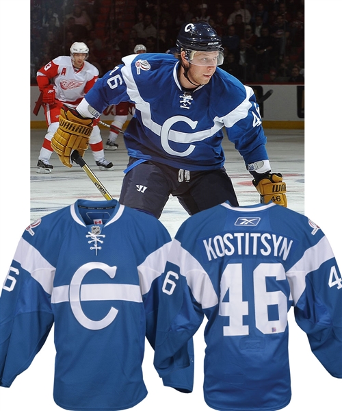 Andrei Kostitsyns 2009-10 Montreal Canadiens "1909-10" Centennial Game-Worn Jersey with Team LOA - Centennial Patch!