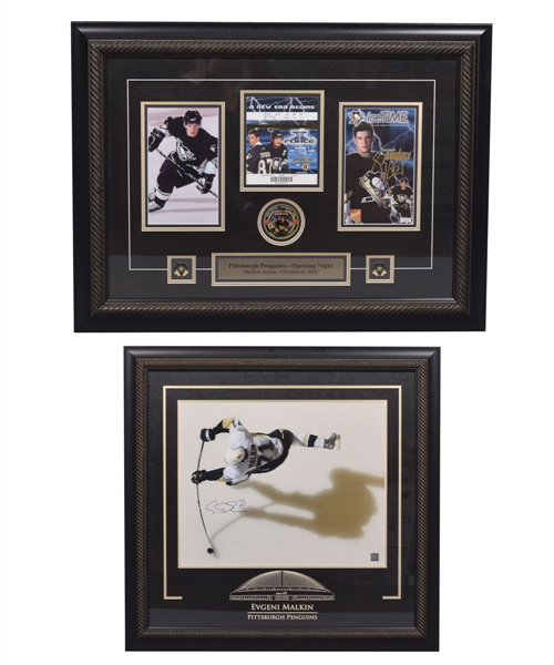 Sidney Crosby and Evgeni Malkin Signed Pittsburgh Penguins Framed Displays with COAs