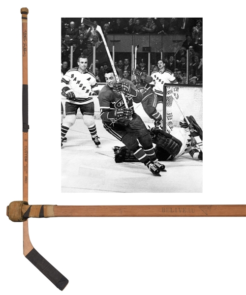 Jean Beliveaus Mid-1960s Montreal Canadiens Signed CCM Game-Used Stick