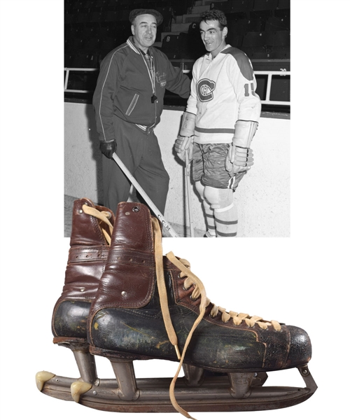 Hector "Toe" Blakes 1960s Montreal Canadiens Game-Used Coachs Skates