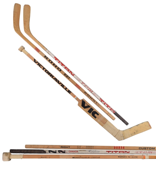 New York Islanders Game-Used/Game-Issued/Signed Stick Collection of 6 with Billy Smith and Mike Bossy Game-Used Sticks