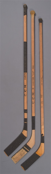 Terry Harpers, Phil Goyettes and J.C. Tremblays 1960s Montreal Canadiens Game-Used Sticks