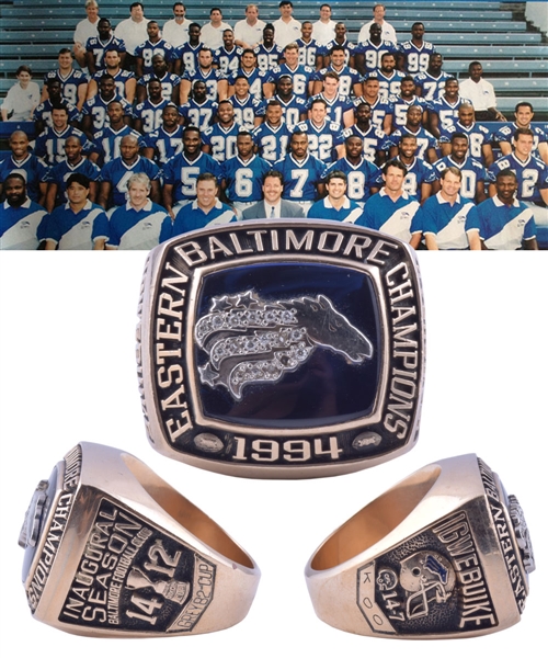 Donald Igwebuikes 1994 CFL Baltimore Football Club (Stallions) Inaugural Season Eastern Championship 10K Gold and Diamond Ring in Presentation Box