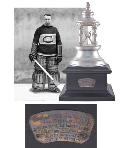 Spectacular 1928-29 George Hainsworths Montreal Canadiens Vezina Trophy with LOA - 22 Shutouts Season and 0.92 Goals Against Average! - Both NHL All-Time Records! (16”)