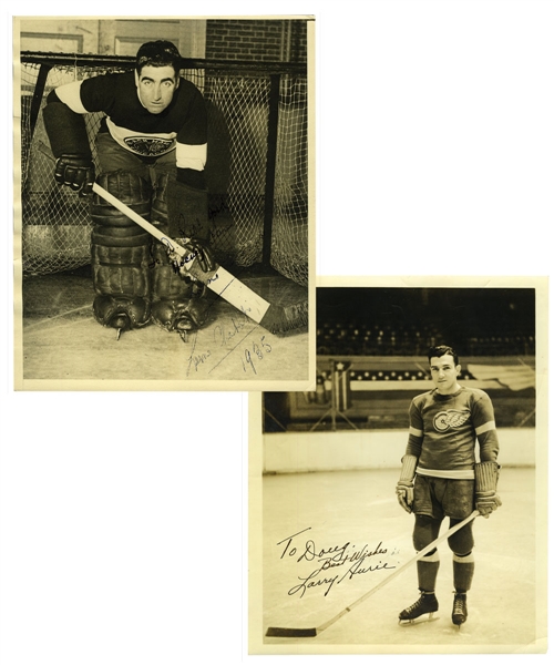 Lorne Chabot Chicago Black Hawks and Larry Aurie Detroit Red Wings Vintage-Signed Photos
