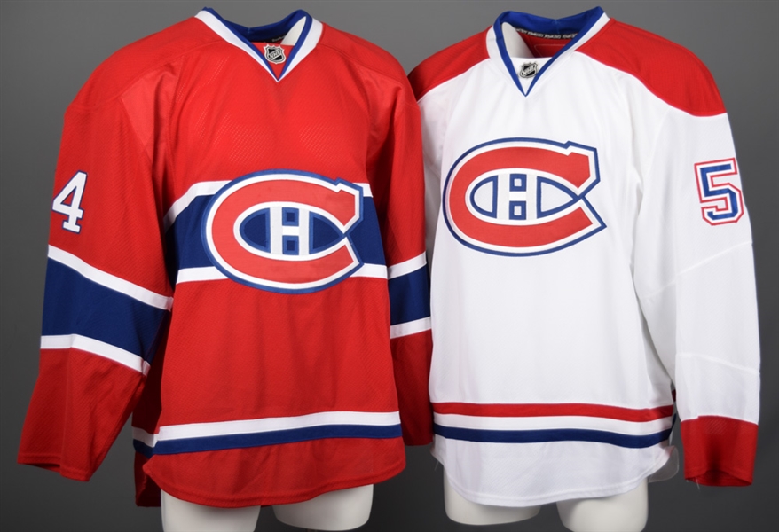 T.J. Hensicks 2014-15 Montreal Canadiens Game-Issued Home and Away Jerseys with Team LOAs