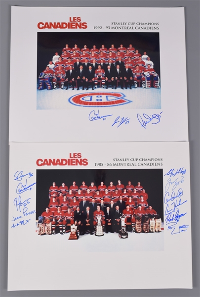 Montreal Canadiens 1985-86 and 1992-93 Stanley Cup Champions Multi-Signed Team Photos with LOA (16" x 20")  