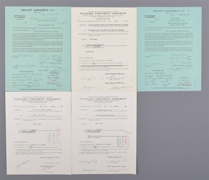 Toronto Maple Leafs 1960s Official NHL Document Collection of 5 All Signed by Deceased HOFer Punch Imlach