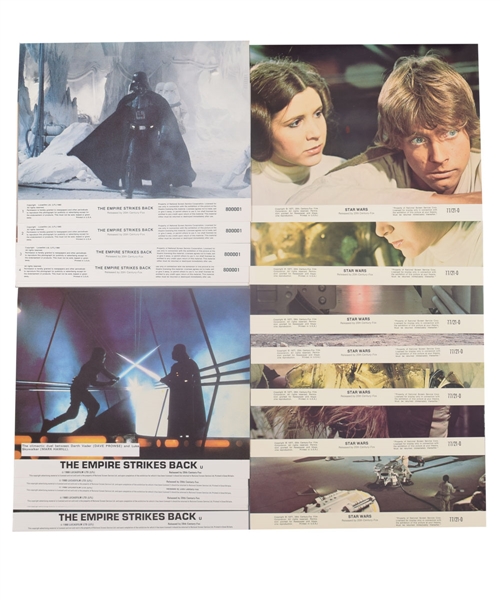 1977 Star Wars and 1980 The Empire Strikes Back Sets of Lobby Cards (3) Plus 1980 Pressbook