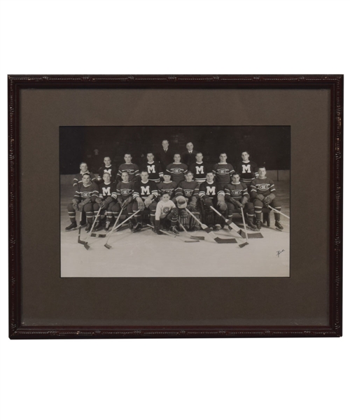 Montreal Canadiens & Montreal Maroons 1937-38 "Morenz Memorial Game" Framed Team Photo by Rice Studios (10 3/8" x 13 1/8")