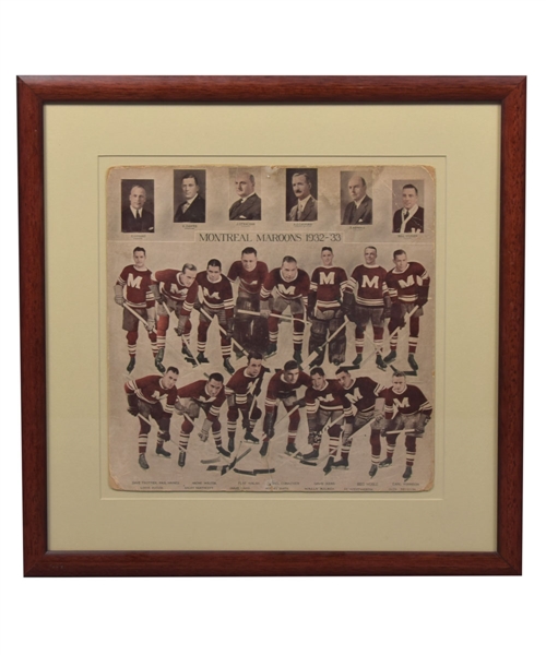Montreal Maroons 1932-33 Team Photo Framed Uncut Jigsaw Puzzle (18 ½” x 18 ½”) 