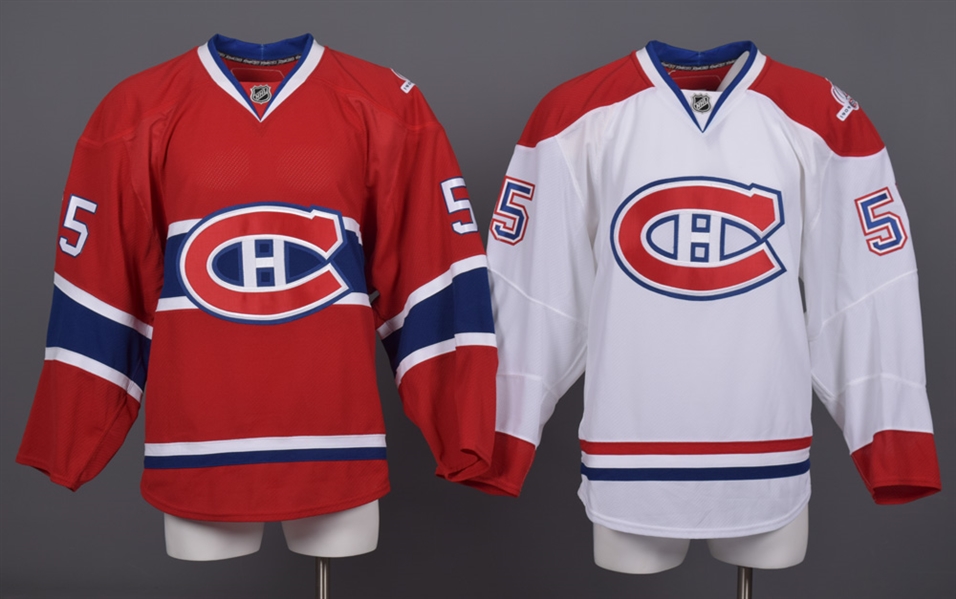 Hunter Bishops 2009-10 Montreal Canadiens Game-Issued Home and Away Jerseys with Team LOAs - Centennial Patches! 