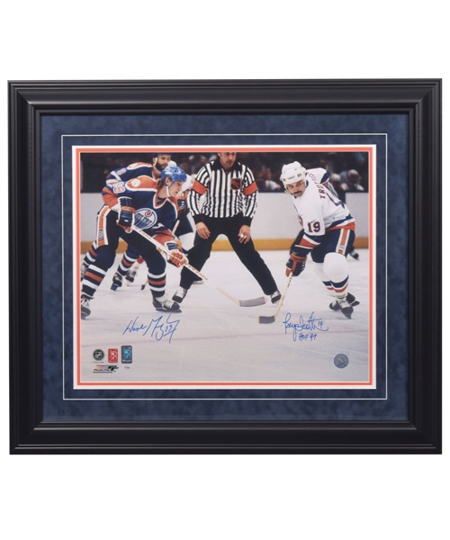 Wayne Gretzky and Bryan Trottier Dual-Signed Limited-Edition Framed Photo #1/99 with WGA COA (25 1/2" x 29 1/2")