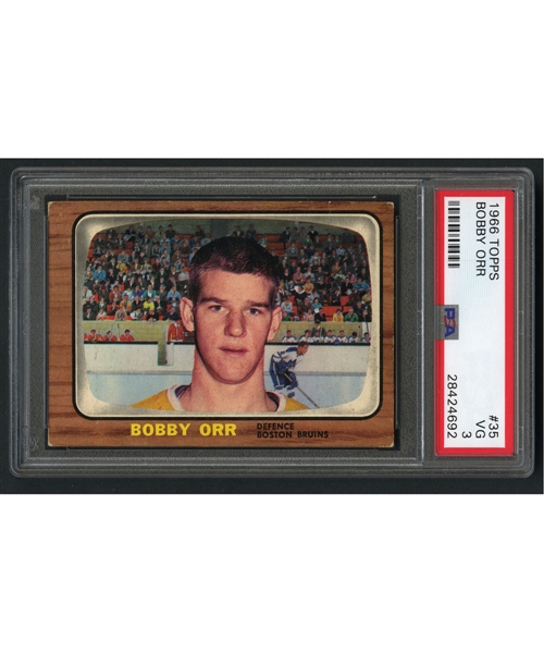 1966-67 Topps Hockey #35 HOFer Bobby Orr RC Card - Graded PSA 3